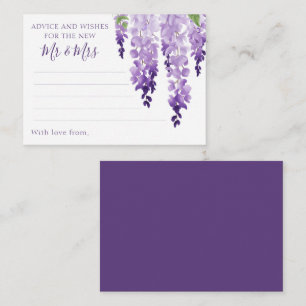 Carte Conseil Aquarelle Wisteria Purple Lilac Mariage Floral