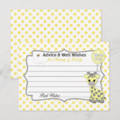 Carte Conseil Baby Giraffe Jaune Grey Conseils pour maman papa (Devant / Derrière)