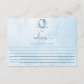 Carte Conseil Baby shower Blue Hot Air Balloon (Devant)