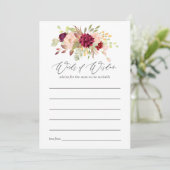 Carte Conseil Baby shower Boho Bourgogne et Blush (Debout devant)