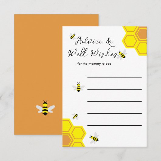 Carte Conseil Baby shower d'abeilles (Devant / Derrière)