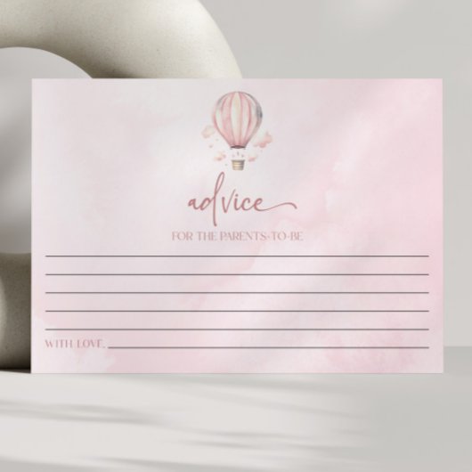 Carte Conseil Baby shower de ballon à air chaud rose