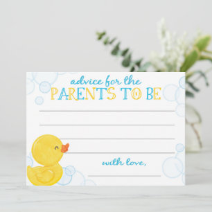 Carte Conseil Baby shower de canard en caoutchouc Conseils pour