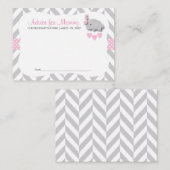 Carte Conseil Baby shower d'éléphant rose et gris SM - Conseils (Devant / Derrière)