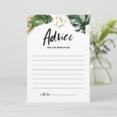 Carte Conseil Baby shower d'été de verdure tropicale et d'huile  (Debout devant)