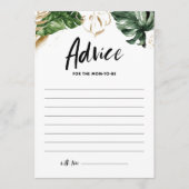 Carte Conseil Baby shower d'été de verdure tropicale et d'huile  (Devant)