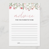 Carte Conseil Baby shower fleur sauvage rose Conseils parents ca (Devant)