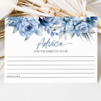 Carte Conseil Baby shower floral bleu Dusty