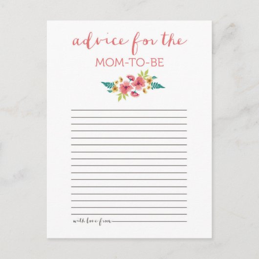 Carte conseil Baby shower Floral Posited (Devant)