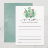 Carte Conseil Baby shower hydrocoloré Succulents (Devant / Derrière)