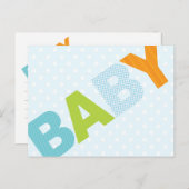 Carte conseil Baby shower moderne Gras en bleu (Devant / Derrière)