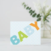 Carte conseil Baby shower moderne Gras en bleu (Debout devant)
