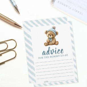Carte Conseil Baby shower Ours en peluche bleu Conseils pour car
