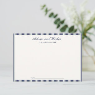 Carte Conseil Baby-Shower personnalisée bleu marine rayée