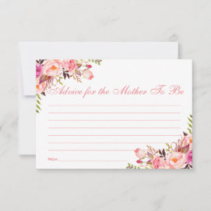 Carte conseil Baby shower rose floral