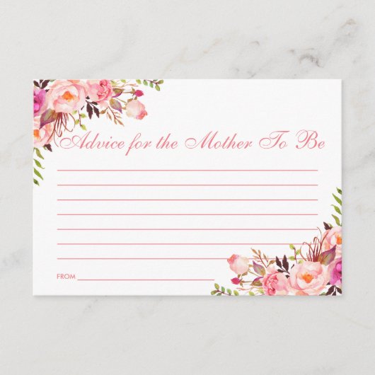 Carte conseil Baby shower rose floral (Devant)