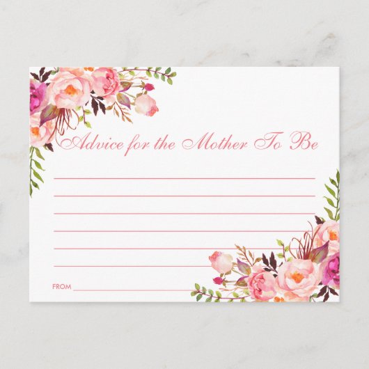 Carte conseil Baby shower rose floral (Devant)