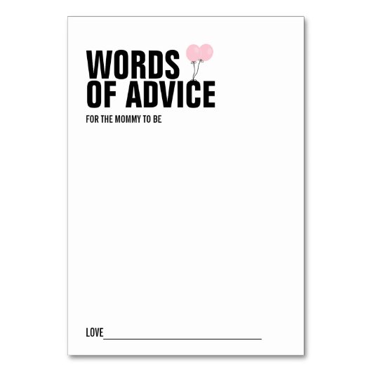 Carte conseil Baby shower rose pour maman (Par défaut)