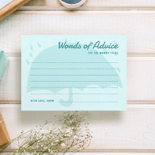 Carte conseil Baby shower simple Blue Umrella Rain