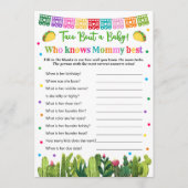 Carte Conseil Baby shower Taco Qui Connaît Maman Meilleur Jeu (Devant)