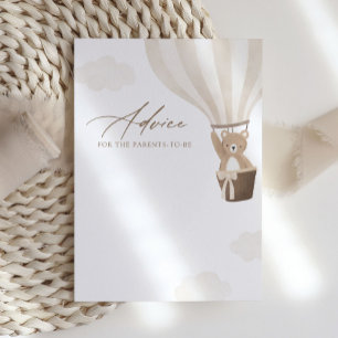 Carte conseil Baby shower Teddy Bear Hot Air Ballo
