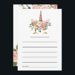 Carte Conseil Baby shower Unicorne rose et Rose or bleu<br><div class="desc">Carte de conseil tendance rose vif et or rose floral unicorn douche personnalisable selon vos spécificités d'événement.</div>
