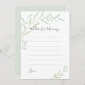 Carte Conseil Baby shower Verdure Élégante aquarelle Foliage (Devant / Derrière)