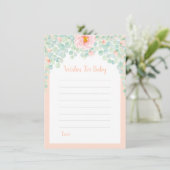Carte Conseil Baby shower Wings Eucalyptus Floral Peach Sage (Debout devant)