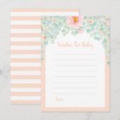 Carte Conseil Baby shower Wings Eucalyptus Floral Peach Sage (Devant / Derrière)