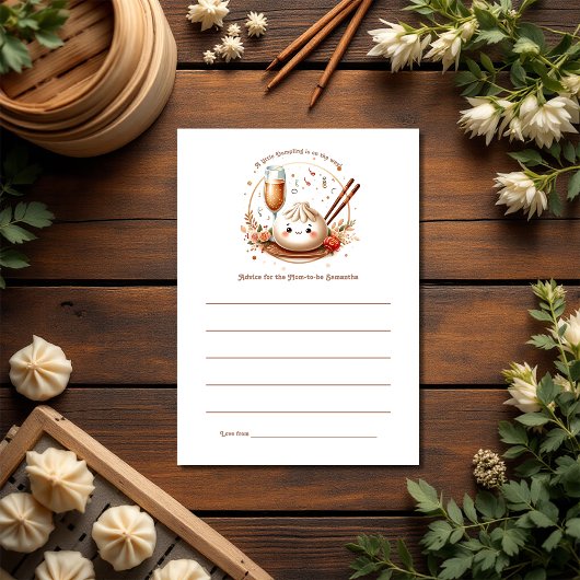 Carte Conseil Bao au four Thème Petit Baby shower de dumping