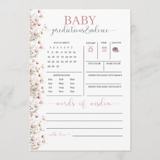 Carte Conseil Bébé en fleurs | prédictions et conseils de fleurs (Devant)