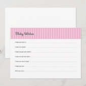 Carte Conseil Bébé veut des rayures roses (Devant / Derrière)