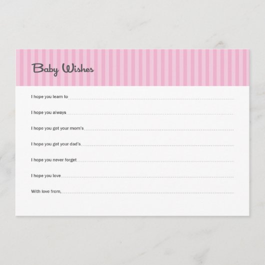 Carte Conseil Bébé veut des rayures roses (Devant)