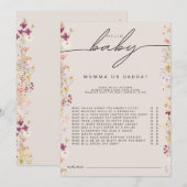 Carte Conseil Beige boho fleur sauvage baby shower maman ou papa (Devant / Derrière)