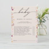 Carte Conseil Beige boho fleur sauvage baby shower maman ou papa (Debout devant)
