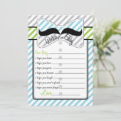 Carte Conseil Black Mustache Wings for Baby shower Game Card (Debout devant)