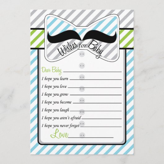Carte Conseil Black Mustache Wings for Baby shower Game Card (Devant)