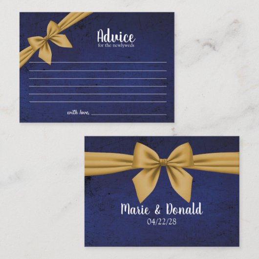 Carte conseil | Bleu foncé avec Bow or (Devant / Derrière)