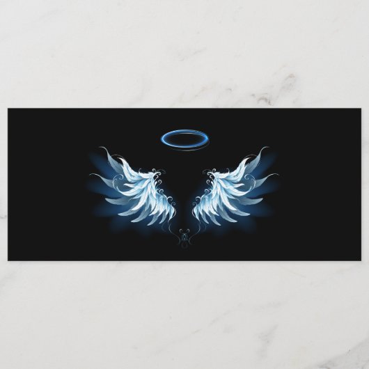 Carte Conseil Blue Glowing Angel Wings on black background (Devant)