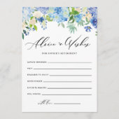 Carte Conseil Blue Hydrangea Fleurs Retraite Bien Désirs (Devant)