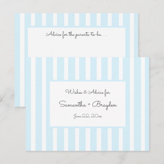 Carte Conseil Blue Stripes Baby shower Conseils, prières (Devant / Derrière)