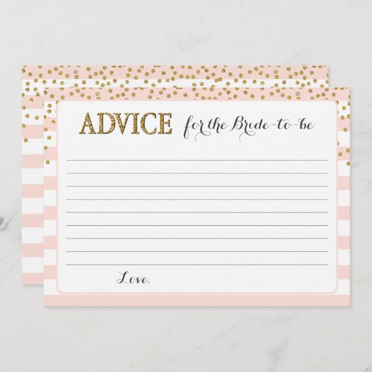 Carte Conseil Blush Pink Gold Bride Fête des mariées mariage per (Devant / Derrière)