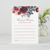 Carte Conseil Boho Chic Bourgogne et Mariage de automne d'automn (Debout devant)