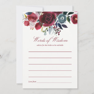 Carte Conseil Boho Chic Bourgogne et Mariage de automne d'automn