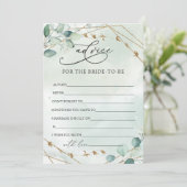 Carte Conseil Boho Eucalyptus Verdure Foliage Faux Gold Frame (Debout devant)