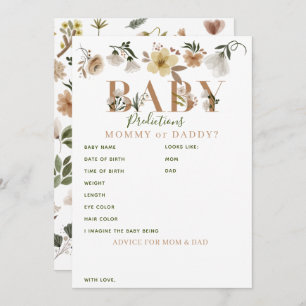 Carte Conseil Boho Floral Baby shower Prédictions et conseils