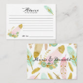 Carte conseil Boho Pink and Gold Feathers (Devant / Derrière)