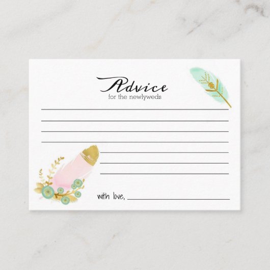 Carte conseil Boho Pink and Gold Feathers (Devant)