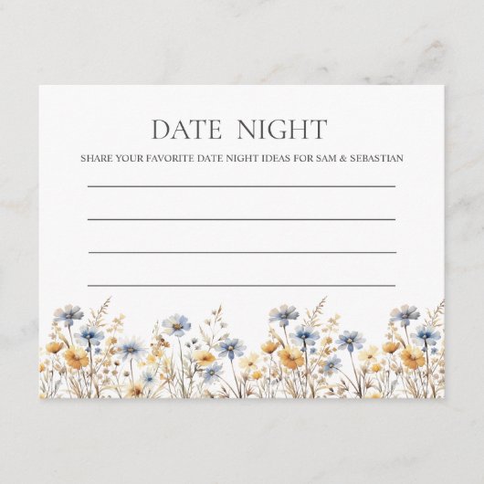 Carte Conseil Boho Spring Fleur sauvage Date Nuit (Devant)