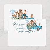 Carte Conseil Bois Animaux Baby shower de camion bleu (Devant / Derrière)